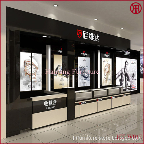 factory customized indoor mall glass showcase watch wood